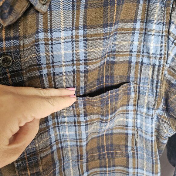 Eddie Bauer Classic Fit Brown and Blue Flannel Shirt, Size S - Picture 6 of 10